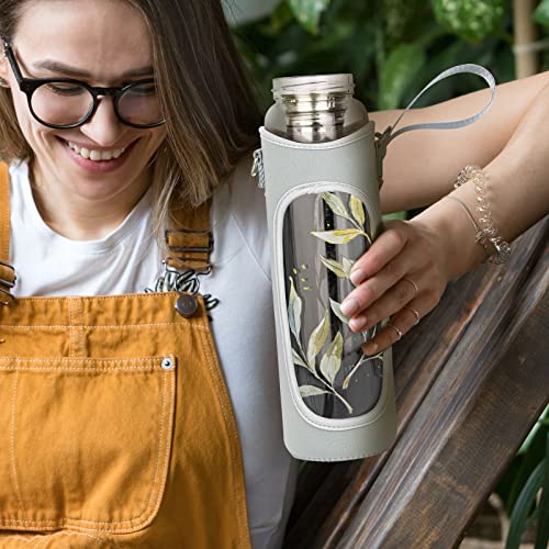 32oz Borosilicate Glass Water Bottle with Tea Infuser