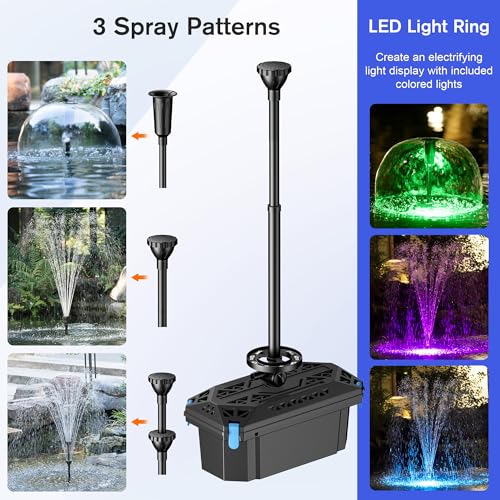 Pond Filter Fountain Kits 660GPH for Ponds Up to 2000 Gallons