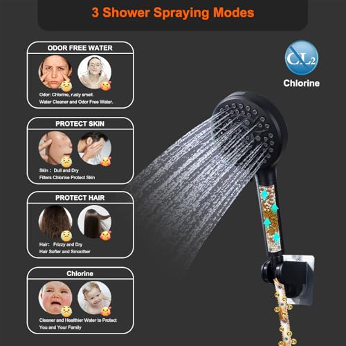 Black Large High Pressure Filtered Shower Head with Handheld