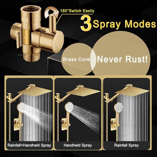 Shower Head 10" High Pressure Rain shower head with Handheld Spray Combo