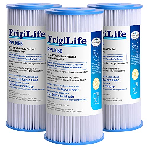FXHSC 5 Micron 10" x 4.5" Whole House Pleated Sediment Filter for Well Water (3 Count)