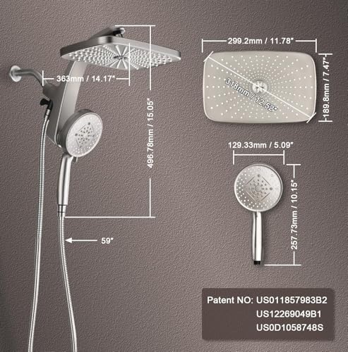 12" High Pressue Rain Shower Head with Handheld