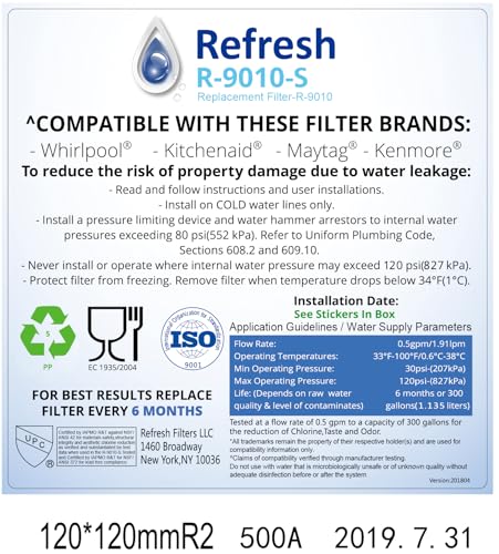 Refresh Refrigerator Water Filter Replacement for Whirlpool 4396508