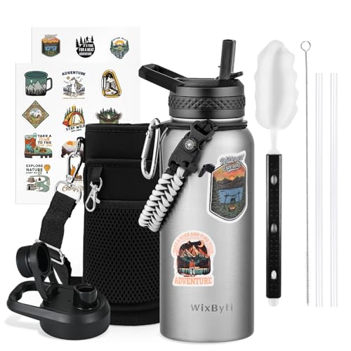 32 oz Insulated Water Bottle with Straw