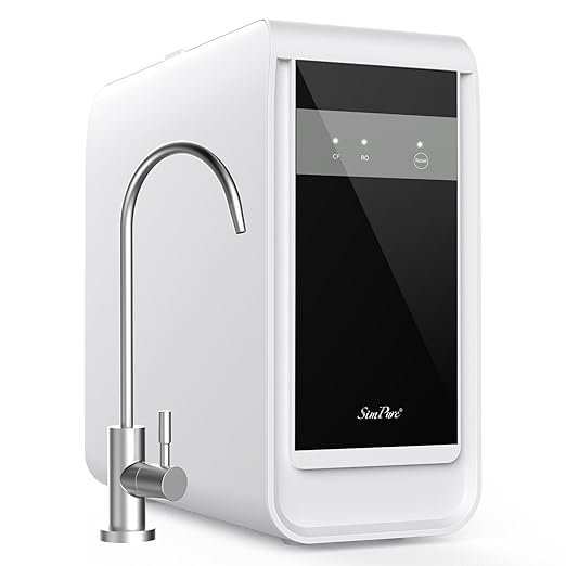 SimPure Q3-600 Tankless Reverse Osmosis System, Under Sink Water Filter System 600 GPD, 8 Stage Electric RO Water Filtration, Reduce 98% TDS, 2:1 Pure to Drain, USA Tech, NSF/ANSI 58 Certified, FCC