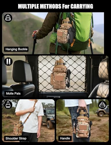 64 Oz Brown Tactical Water Bottle with 3 Lids