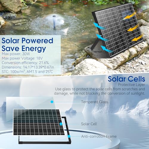 30W Solar Pond Filter Fountain with 200 GPH Water Pump Outdoor