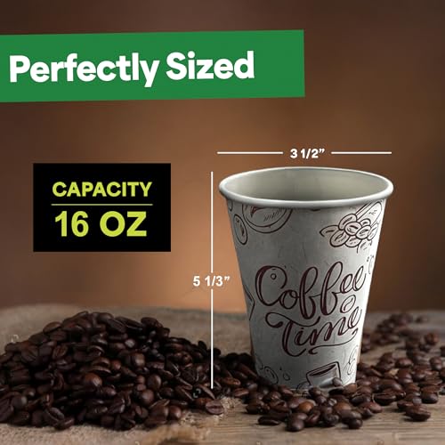 16 oz 1000 Pack Disposable Coffee Paper Cups (1000 Count)
