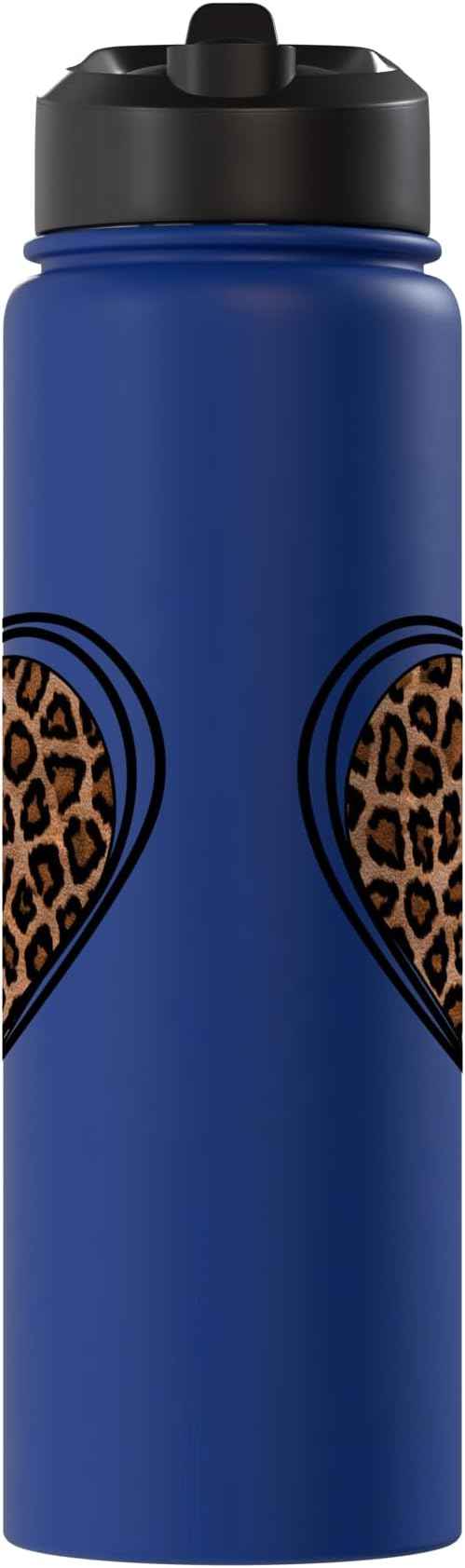 Heart Shape - Cute Cheetah Leopard Print Graphic Stainless Steel Insulated Water Bottle