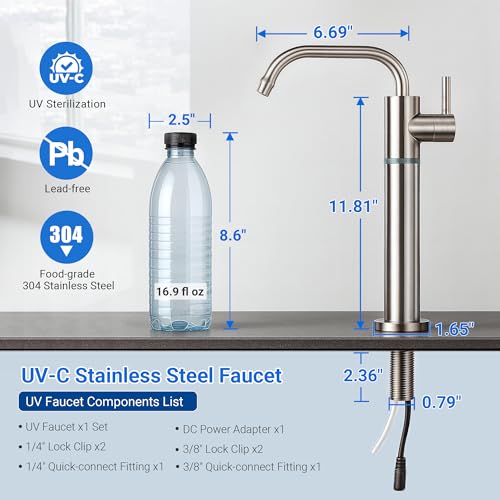 LED UV Drinking Water Faucet for RO & Under Sink Water Filter System