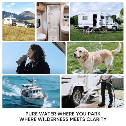 RV Dual Stage Water Filter System with Grooved Sediment and Carbon Cartridges