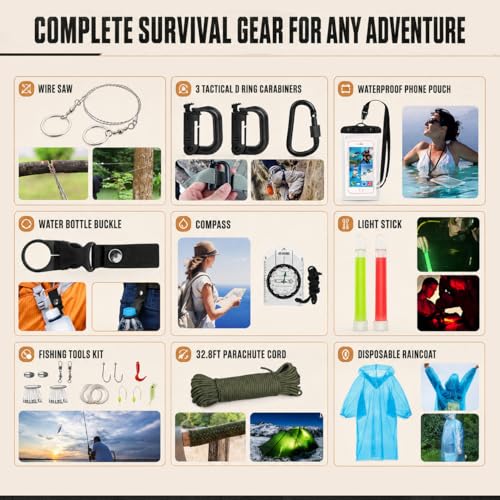 Survival Kit 250Pcs Survival Gear First Aid Kit with Molle System Compatible Bag and Emergency Tent