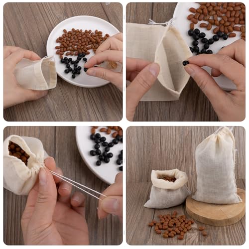 Reusable Drawstring Cotton Soup Bags Coffee Chinese Medicine Tea Bag Brew Straining Herbs Cheesecloth Bone Broth Gravy Stew (12 Count)