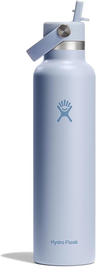 Hydro Flask Water Bottle - Insulated Stainless Steel - Straw Lid, Non Spill, Leakproof 24 Oz Surf Blue
