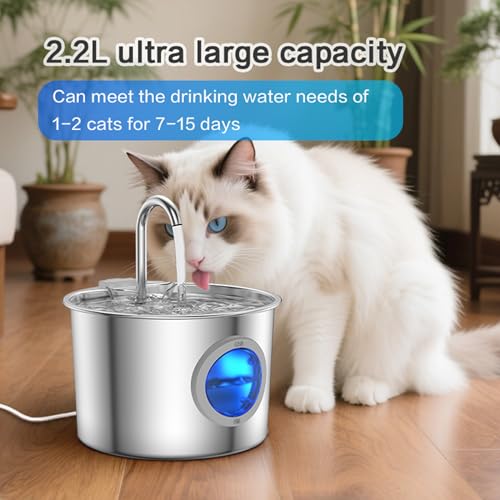 Cat Water Fountain Advanced 304 Stainless Steel 2.2L (74.39 Ounce)