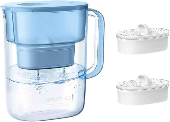 Waterdrop 200-Gallon Long-Life Lucid 10-Cup Water Filter Pitcher with 2 Filters，NSF Certified, 5X Times Lifetime, Reduces Fluoride, Chlorine and More, BPA Free, Blue