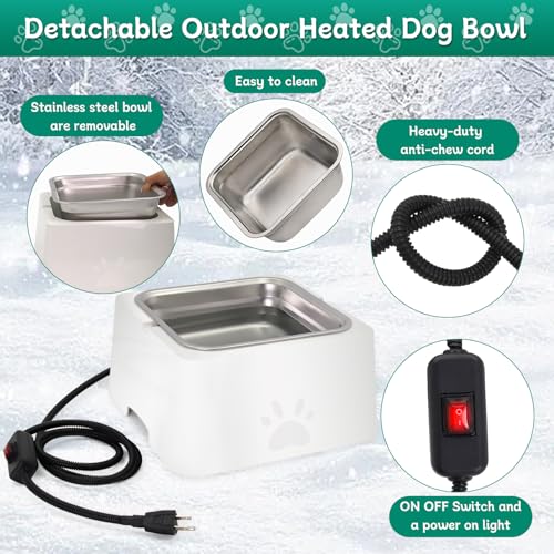 Large Heated Water Bowl for Outdoor Dog & Cat