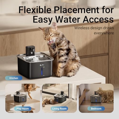 Cat Water Fountain Stainless Steel Wireless Automatic