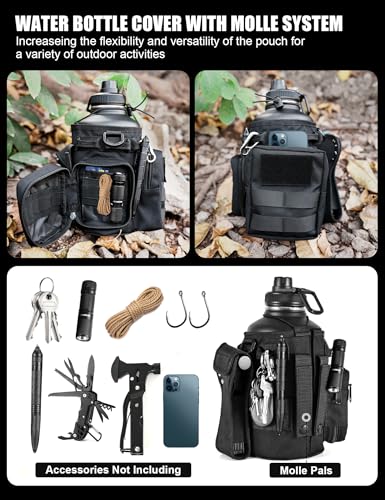 64 Oz Black Tactical Water Bottle with 3 Lids
