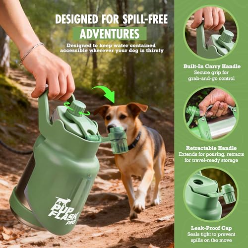 PupFlask Pro Portable Insulated Dog Water Bottle (50 Fl Oz)