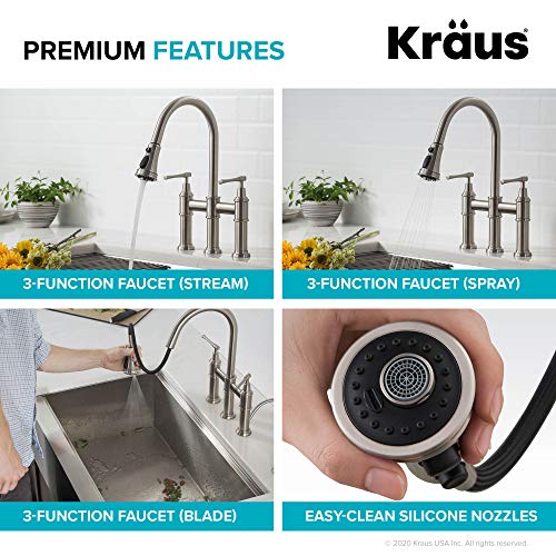 Allyn Transitional Bridge Kitchen Faucet with Pull