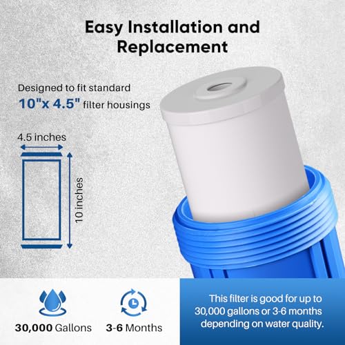 10" x 4.5" Whole House Iron Reducing Sediment Filter Compound for Well (3 Count)