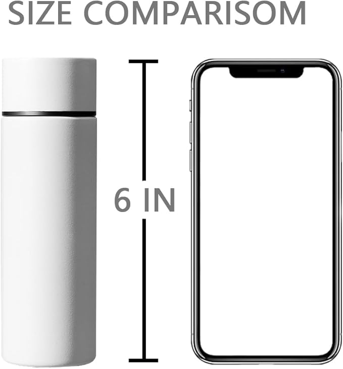5 oz Mini Water Bottle Cute Water Bottle - Insulated Stainless Steel Bottle - Keeps Cold for 12 hours, Hot for 6 hours - White