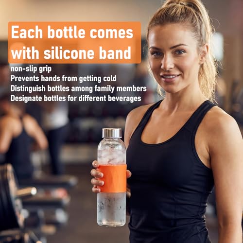 18oz Glass Juice Bottles with Stainless Steel Lid Leak Proof 10 Pack (10 Count)