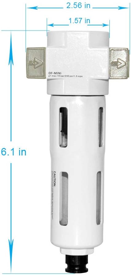 Beduan 3/8" Air in-line Compressed Particulate Filter,Moisture Water Trap Filter With Visible Bowl,Semi-Auto Drain(MINI) - AquaVibe