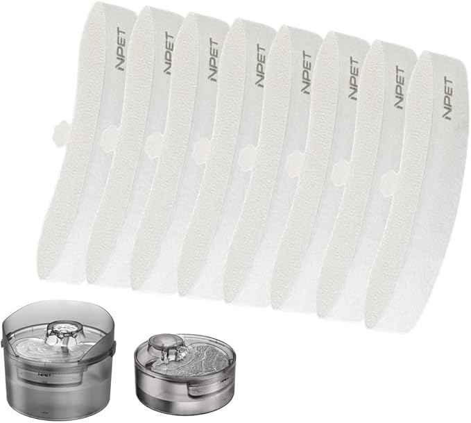 NPET 8 Pack Dog Fountain Replacement Filters with Pump Sponge, DF10/DF30 Pet Water Fountain