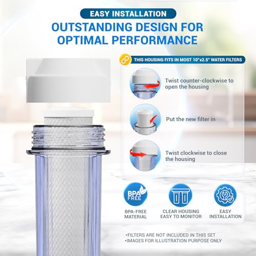 10" 2 Stage Whole House Standard Home Water Filter System 3 (2 Count)