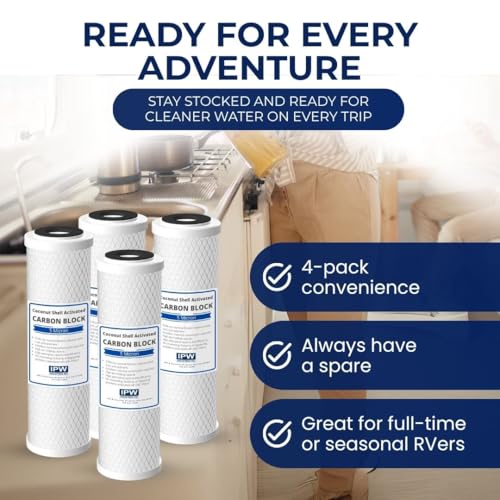 4-Pack Flow-Pur 8 (WCBCS-975-RV) Water Filter Replacement and Water Purifier Activated Carbon Filter for RV Water Filter System (4 Count)