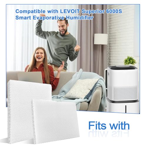 4Pack Mesh Replacement Filters Compatible with LEVOIT Superior 6000S Smart Evaporative Humidifier
