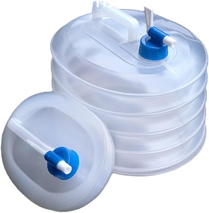10L/15L Collapsible Water Container with Spigot, Foldable Portable Water Storage Jug, Leakproof Camping Water Carrier for Hiking, Backpacking, RV, Emergency, Outdoor Survival 2pcs