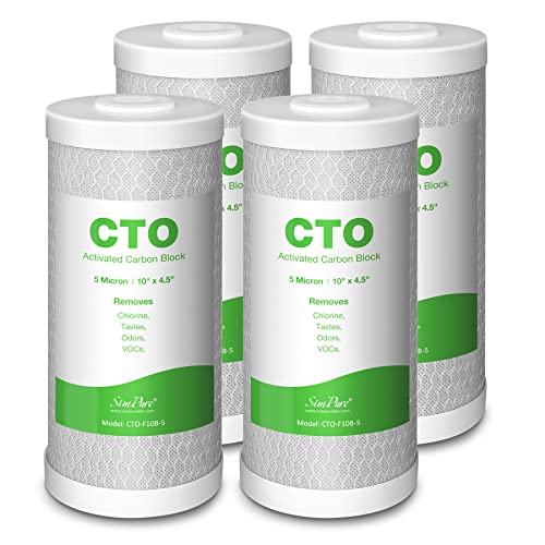 5 Micron 10" x 4.5" CTO Carbon Whole House Water Filter Cartridge (4 Count)