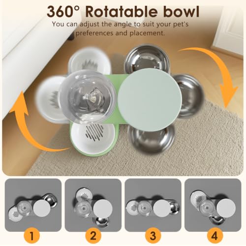 2 in 1 Automatic Gravity Cat Dog Feeder and Water Dispenser with 304 Stainless Steel Bowls