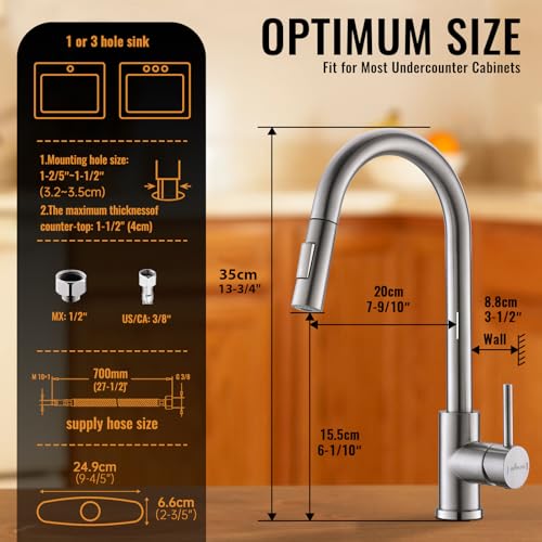 Swan Neck Modern Kitchen Faucet with Pull Down Nozzle Brushed Nickel