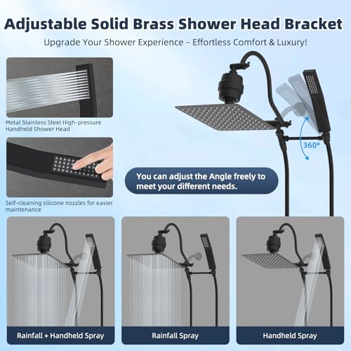 All Metal 10'' Filtered Rainfall Shower Head Combo