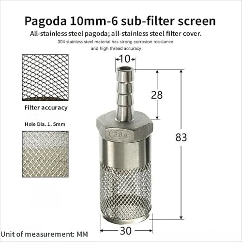 304 Stainless Steel Water Pump Filter Hose End Strainer Barbed Inline Mesh Screen