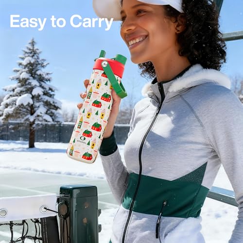 Christmas Insulated Water Bottle with Straw