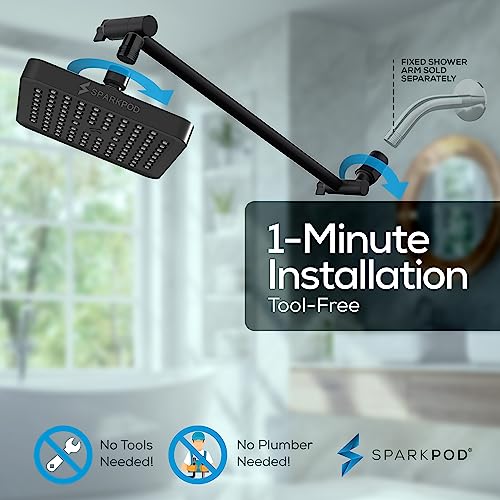 6" Square Rain Shower Head with 16" Shower Arm