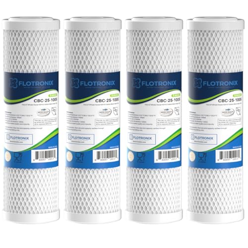 Flotronix 5 Micron 2.5" x 10" Whole House CTO Carbon Sediment Water Filter Cartridge (4 Count)