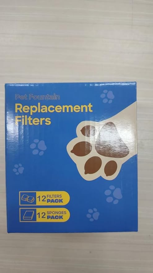 Cat Water Fountain Filter: 24 Cat Fountain Filter Replacement - 12 Carbon Filters & 12 Foam Filters - Suitable for IHOUONE Stainless Steel pet Fountains - AquaVibe