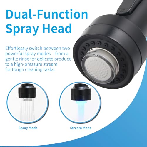 Led Kitchen Faucet with Pull Down Sprayer Nickel and Black