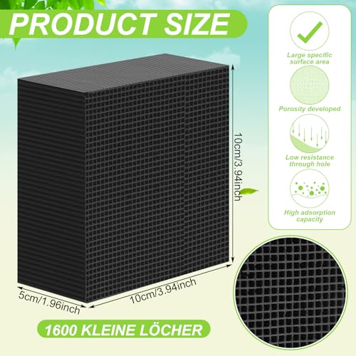 8 Pcs Aquarium Cube Filter Activated Carbon Aquarium Filter Water Filter for Fish Tank 4 x 4 x 2 Inch Cube Honeycomb Structure Charcoal Deodorant for Ponds Pools Horses Stock Tank Filtration (8 Count)