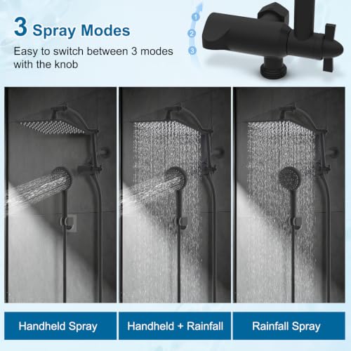 All Metal 8" High Pressure Rain Shower Head Combo