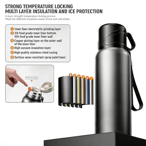 Double wall vacuum Leakproof stainless steel wide mouth insulated water bottle;tea tumbler with infuser
