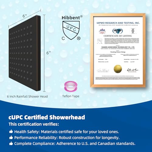 cUPC Certified Thick Metal 6'' Rain Shower Head