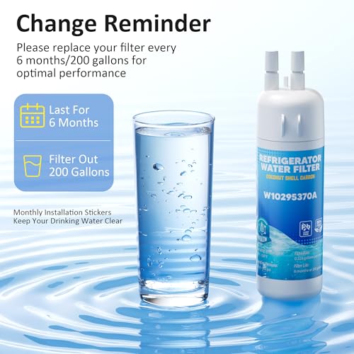 W10295370A WRS588FIHZ04 WRS325SDHZ WRS325SDHZ13 Water Filter Replacement for Whirlpool WRS321SDHZ13 WRS325FDAM04 WRSF5536RZ00 WRS588FIHZ00 WRFF3236RZ00 WRMF3636RZ00 WRS571CIHZ01 WRS315SDHM by WXOXIMI (4 Count)