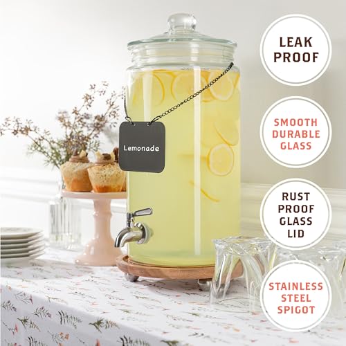 2 Gallon Glass Drink Dispenser with Spout for Parties